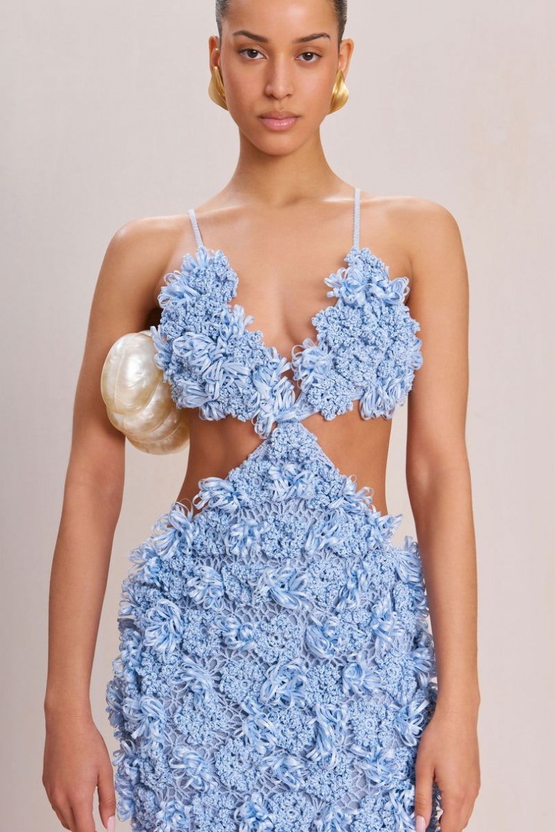 Cult Gaia Romana Crochet Dress Blue | NZ 154370O
