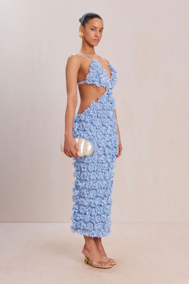 Cult Gaia Romana Crochet Dress Blue | NZ 154370O