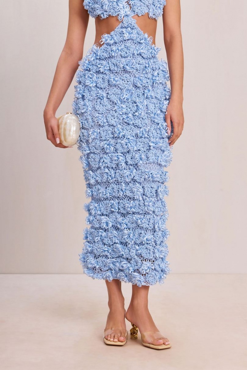 Cult Gaia Romana Crochet Dress Blue | NZ 154370O