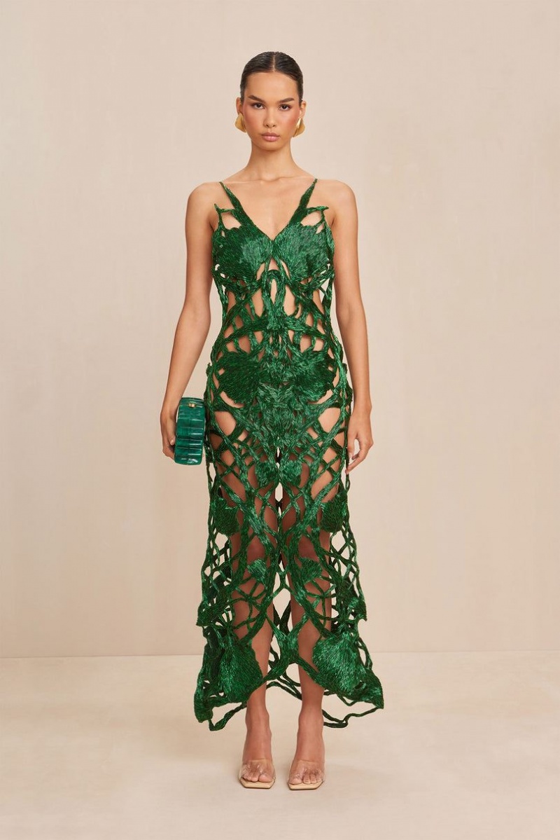 Cult Gaia Sita Gown Dress Green | NZ 687301P